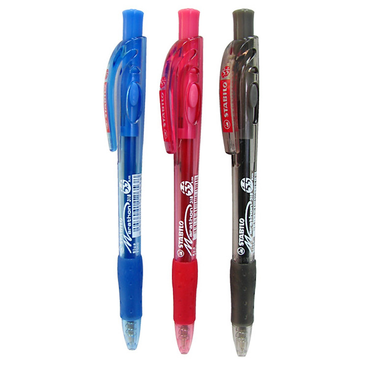 Bút Bi Bấm Stabilo Marathon BP318 (Set 3 cây)