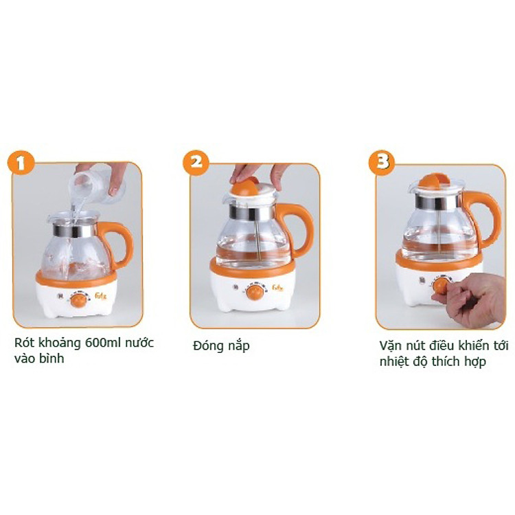 Máy Hâm Nước Pha Sữa Có Đồng Hồ Đo Nhiệt Độ 600ml Fatzbaby FB3009SL