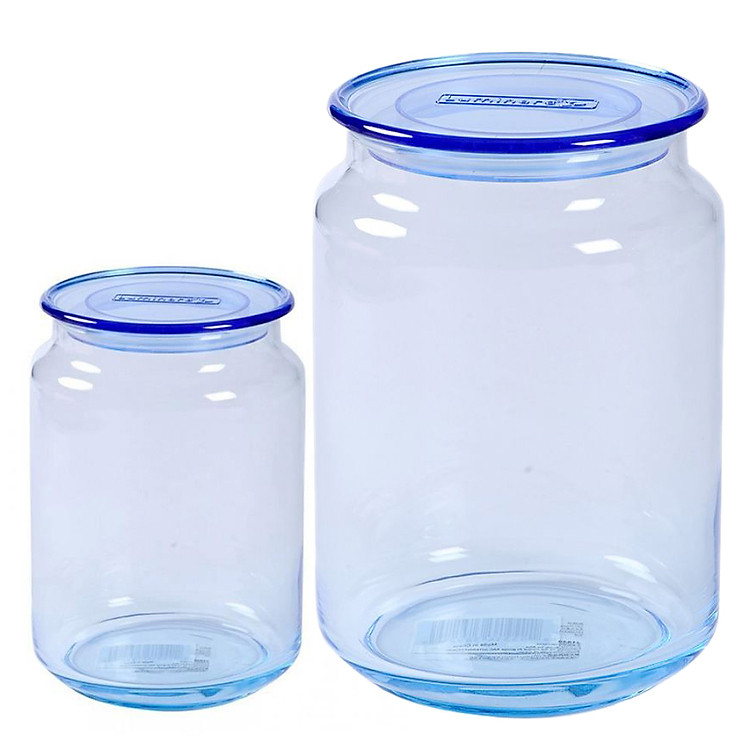 Combo 2 Hũ Thủy Tinh Luminarc Rondo Ice Blue J1848 + J1849 - 0.5 Lít + 0,7 Lít
