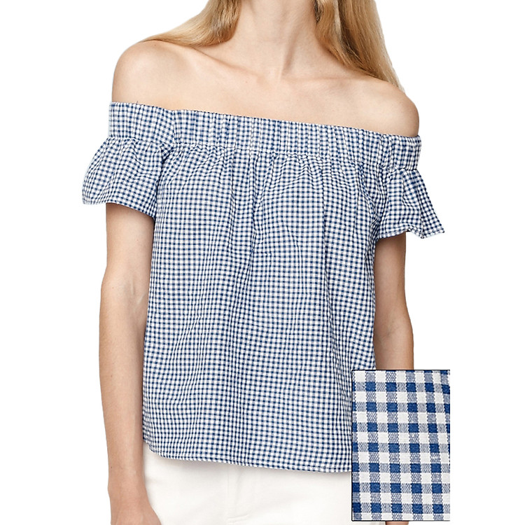 Áo Bẹt Vai Nữ Check Off The Shoulder Poplin Top MINTBasic MBB21422