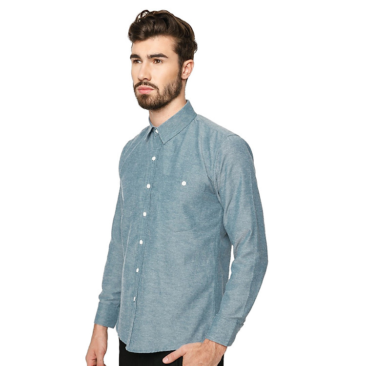 Sơ Mi Nam Dài Tay Cotton Shirt (BL) MINTBasic MBS10117BL - Xanh Da Trời