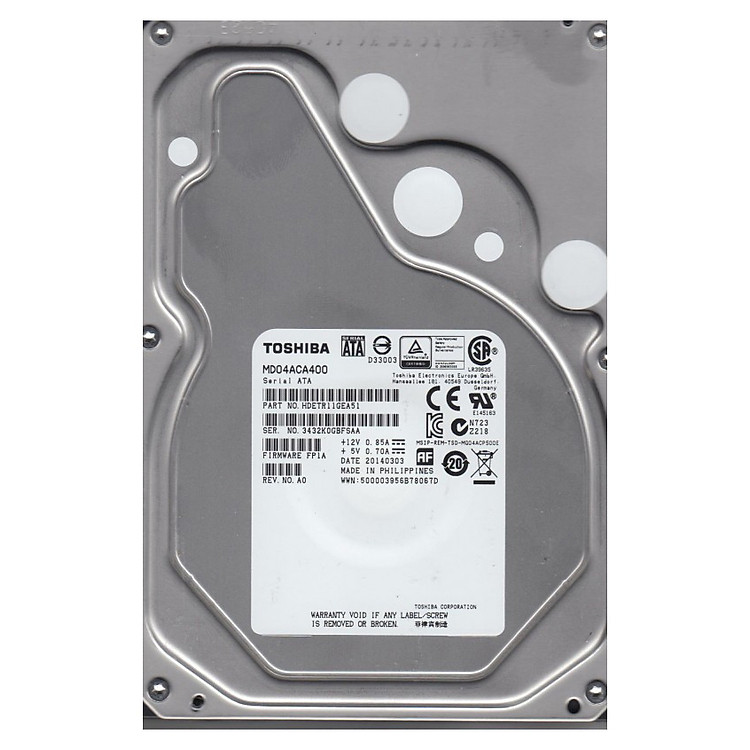 Ổ Cứng HDD Toshiba 4TB/128MB/7200rpm/3.5 - MD04ACA400 - Hàng chính hãng
