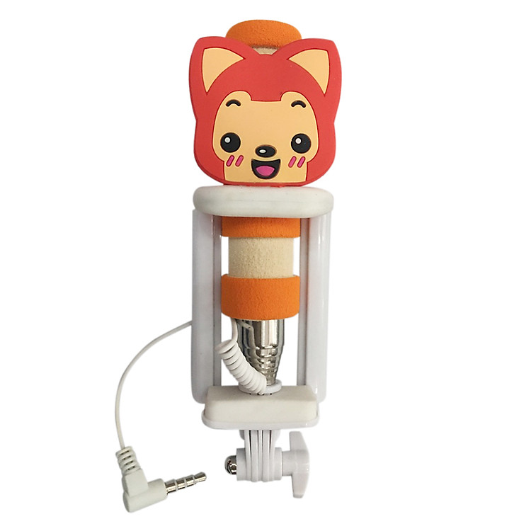 Gậy Chụp Hình Monopod Mini Đầu Hình Thú - Mèo Cam - Hàng Chính Hãng