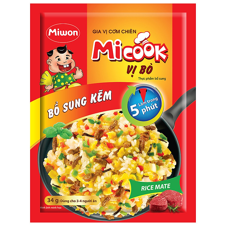 Gia Vị Cơm Chiên Micook Vị Bò Miwon 34g