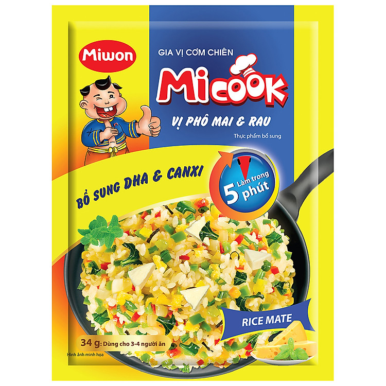 Gia Vị Cơm Chiên Micook Vị Phô Mai & Rau Miwon 34g