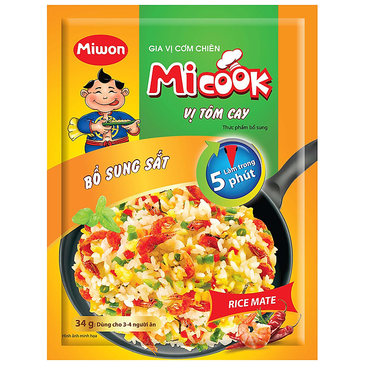 Gia Vị Cơm Chiên Micook Vị Tôm Cay Miwon 34g