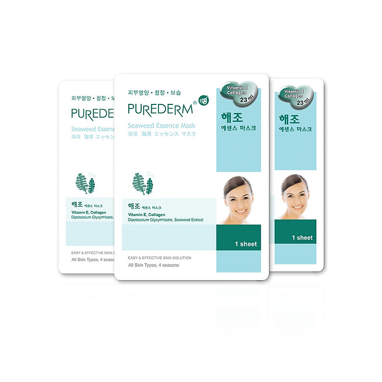 Lô 3 Mặt Nạ Giấy Rong Biển PUREDERM 23ml