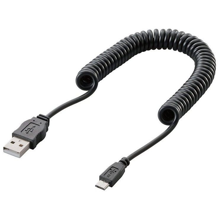 Cáp Sạc Micro USB Dạng Xoắn Elecom MPA-AMBCRLBK - Hàng Chính Hãng