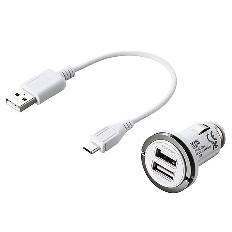 Sạc Xe Hơi Elecom MPA-CCDU24WH Trắng 2 Cổng USB - Hàng Chính Hãng