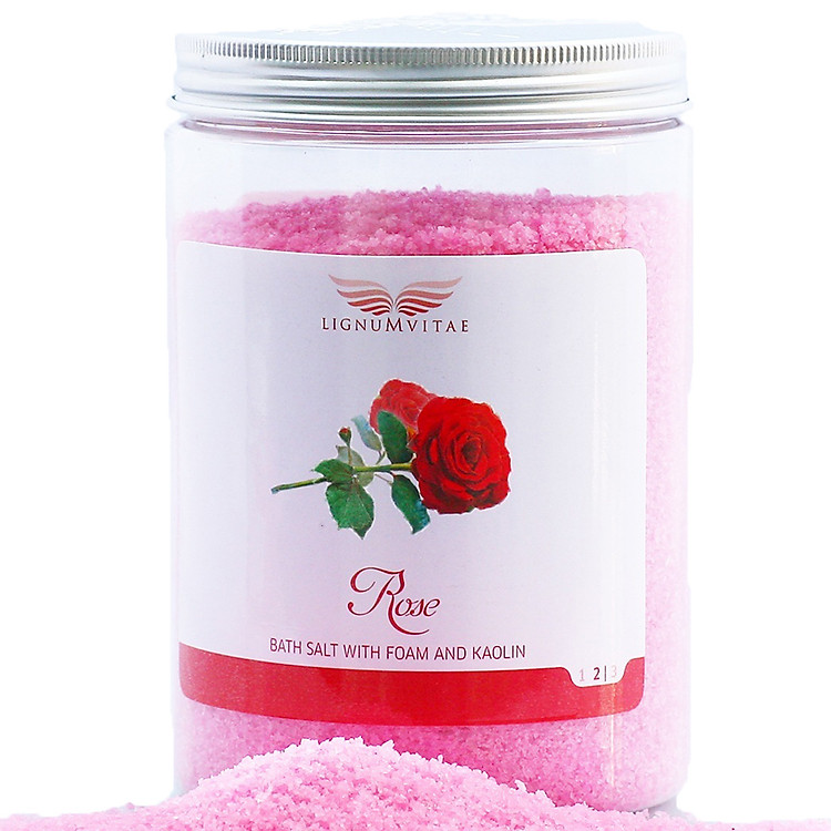 Muối Tắm Khoáng Tạo Bọt Và Kaolin Chiết Xuất Hoa Hồng - Lignum Vitae Rose (Hũ 1Kg)