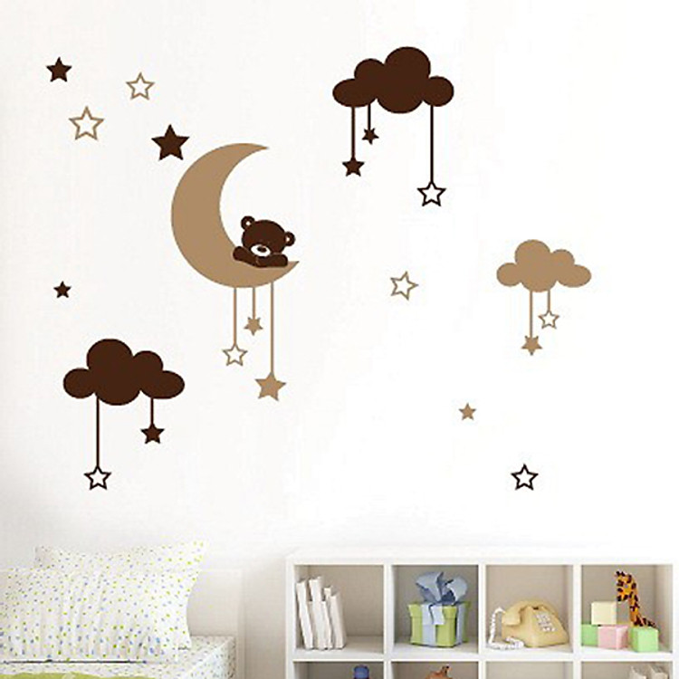Decal Dán Tường NineWall Moon Bear BS015