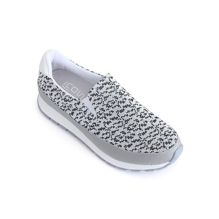 Giày Slip On Nữ In Họa Tiết MUST Korea N04 - WG - Trắng Phối Đen