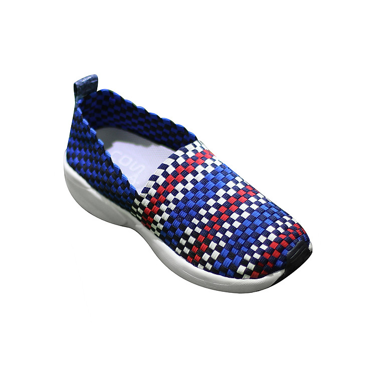 Giày Slip On Nữ Họa Tiết Ô Vuông MUST Korea N06 – SB - Đỏ Phối Xanh