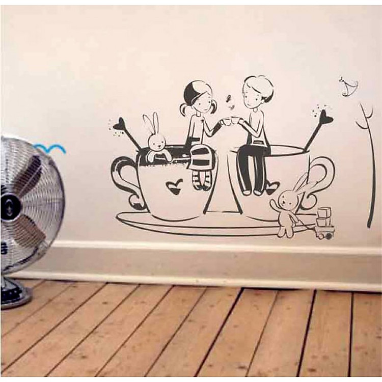Decal Dán Tường NineWall Coffee Lover DC010