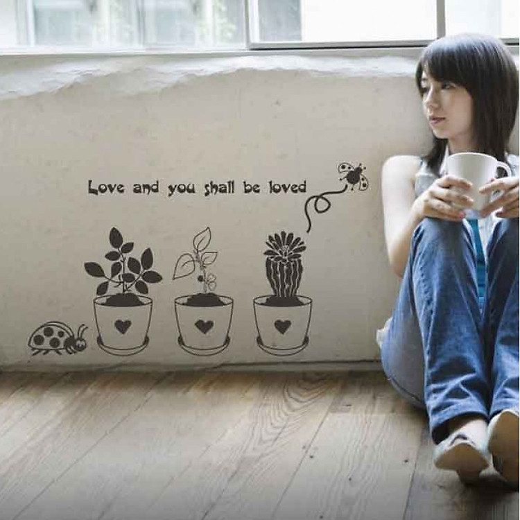 Decal Dán Tường NineWall Flowers Fashion Loving N43