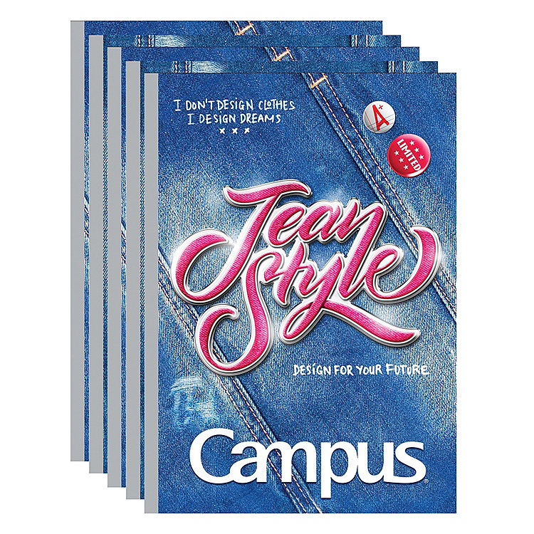 Lốc 5 Cuốn Tập 4 Ly Ngang Campus B5 Jean (200 Trang)