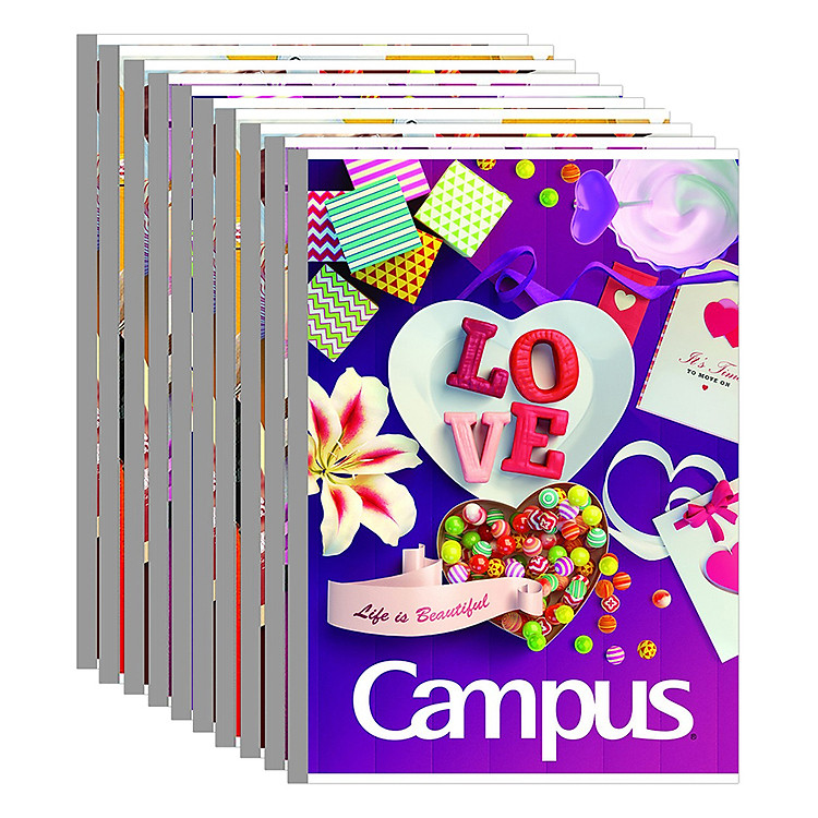 Lốc 10 Cuốn Tập Kẻ Ngang Campus B5 Gift (120 Trang)