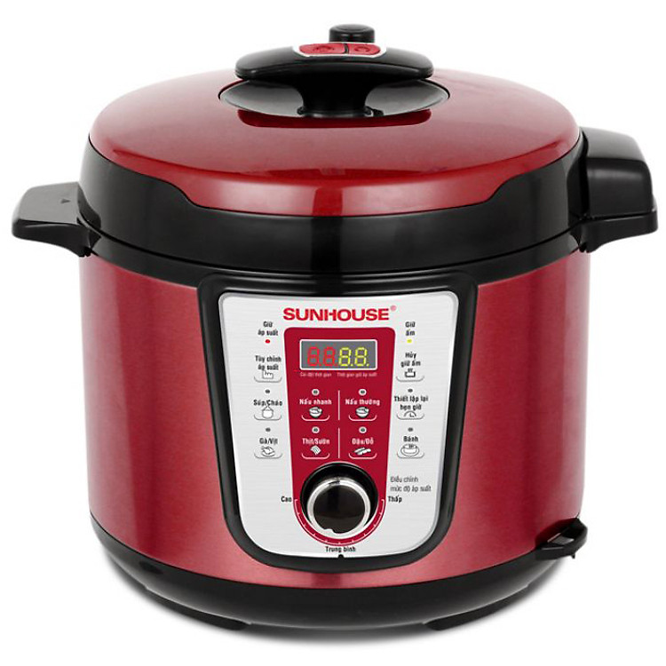 Nồi Áp Suất Điện Tử Đa Năng Sunhouse SHD1767 (6L) - Đỏ - Hàng chính hãng