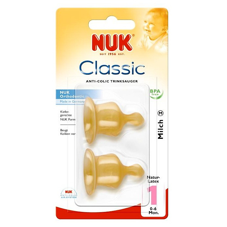 Bộ 2 Núm Ty Cao Su Nuk 701004 - Số 1