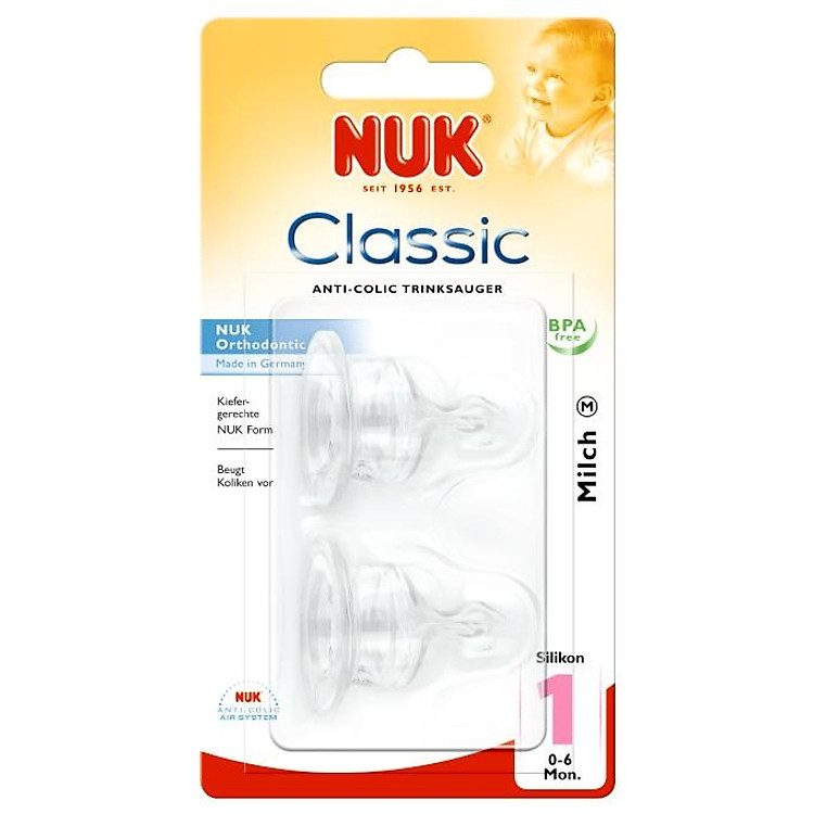 Bộ 2 Núm Ty Silicone Nuk 709090 - Số 1