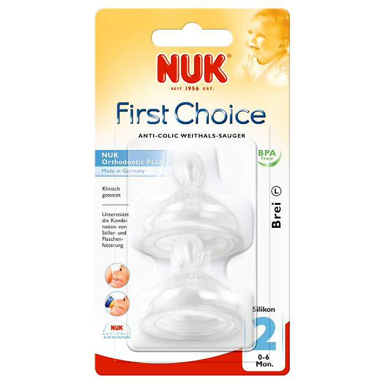 Bộ 2 Phụ Kiện Bình Uống Cổ Rộng Silicone Số 2 (M) Nuk 721222