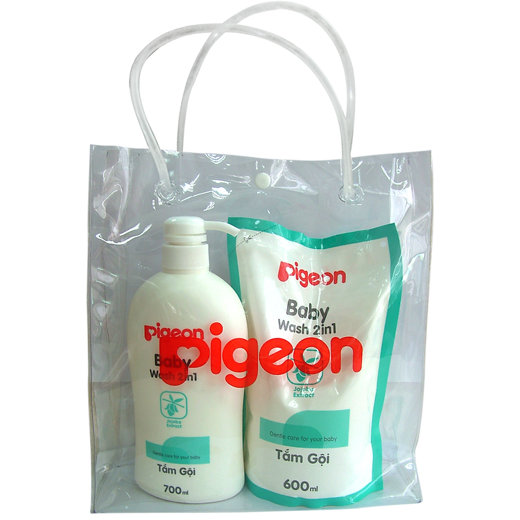 Túi Pack Tắm Gội Pigeon 700ml (2 in 1) + Tắm Gội 600ml (2 in 1) Thay Thế - FCPG040223
