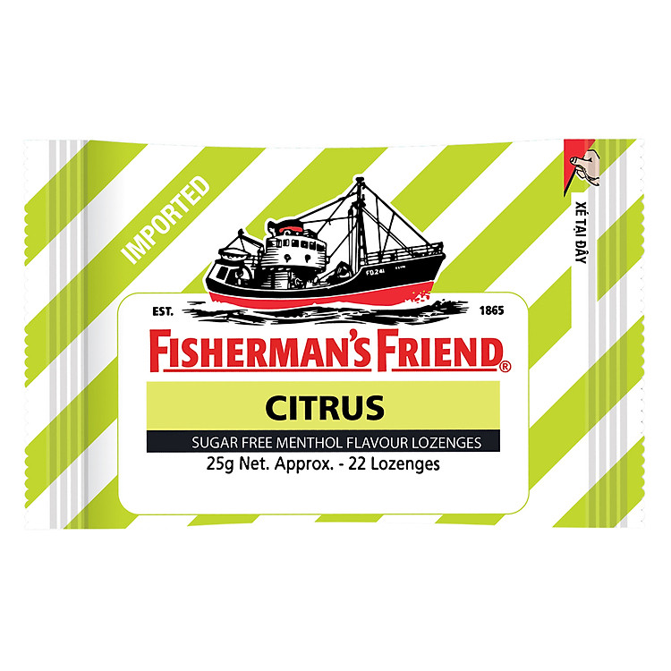 Kẹo Cay Con Tàu Fisherman's Friend Vị Cam Chanh Gói 25g