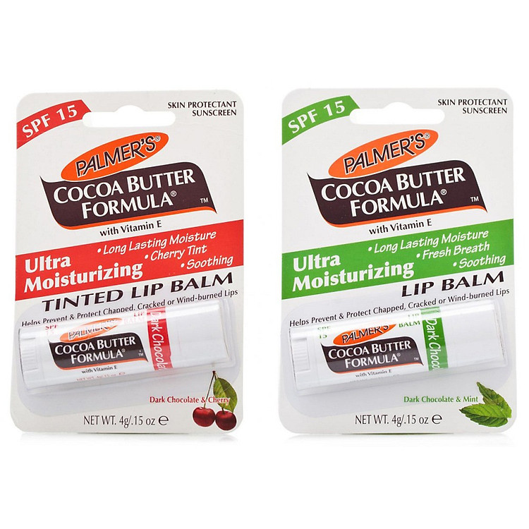 Combo 2 Son Dưỡng Môi Chống Khô Nứt Nẻ SPF15 PALMER'S Bạc Hà - Cherry (4g)
