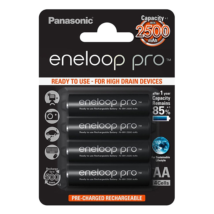 Bộ 4 Pin AA PANASONIC ENELOOP PRO 2500mAh - Hàng Chính Hãng