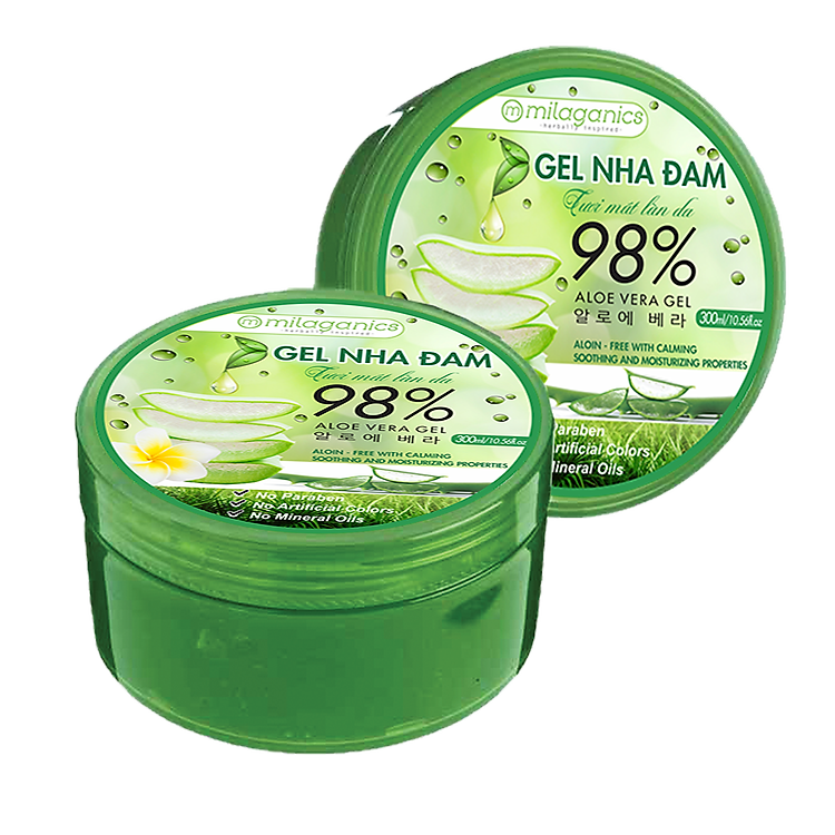 Combo 2 Gel Nha Đam Tươi Mát Làn Da Milaganics (300ml/Hộp)