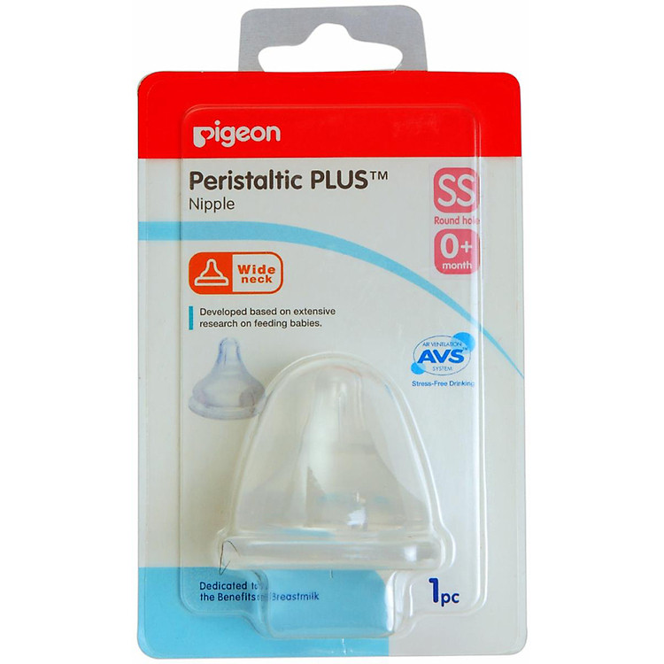 Núm Ty Silicone Siêu Mềm Bình Cổ Rộng Pigeon Size SS