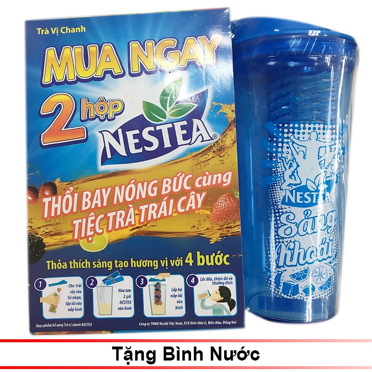 Combo 2 Hộp Trà Chanh Nestea (18 gói x 14g) - Tặng Bình Nước
