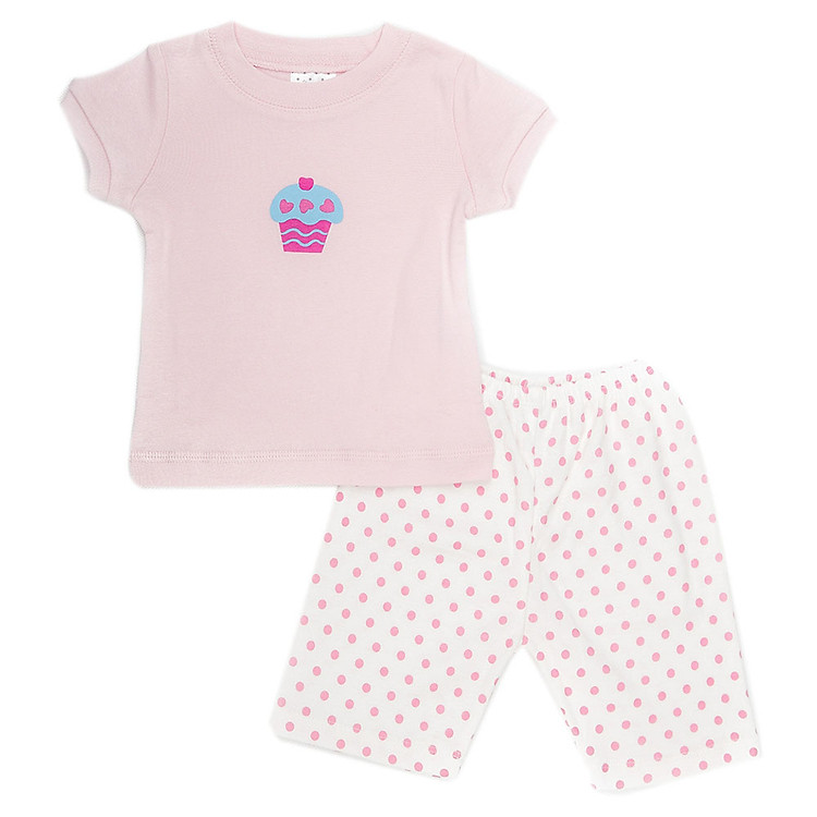 Set Pijama Tay Ngắn Bé Gái LullabyBaby NH03-14 - Áo Hồng Quần Trắng