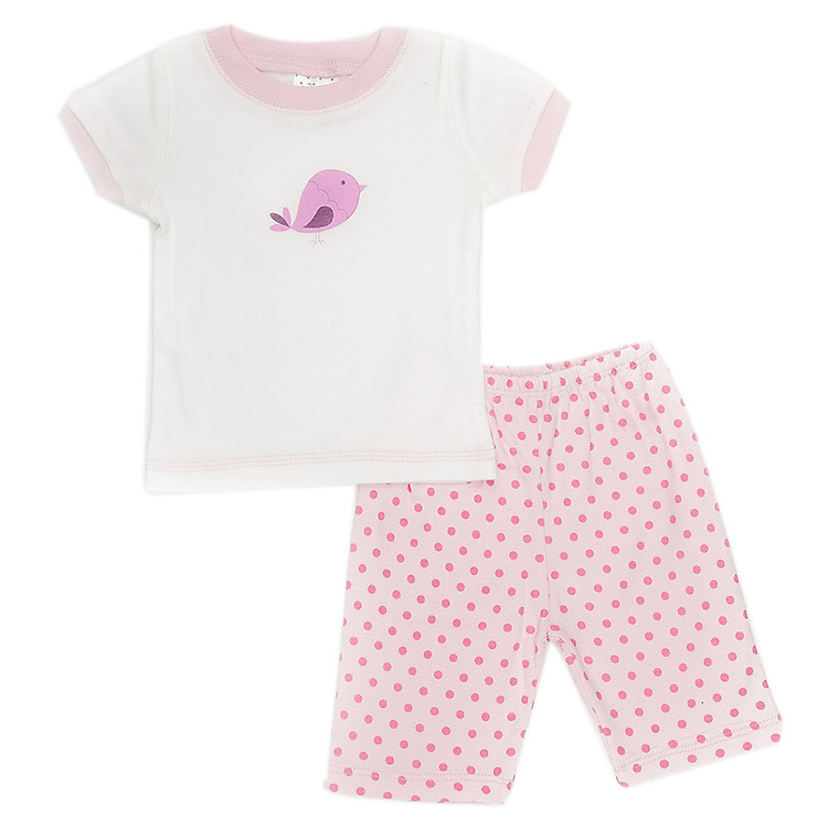 Set Pijama Tay Ngắn Cho Bé Gái LullabyBaby NH03-14 - Áo Trắng Quần Hồng