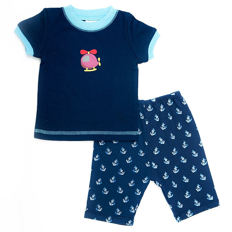 Set Pijama Tay Ngắn Cho Bé LullabyBaby NH03-14 - Xanh Navy