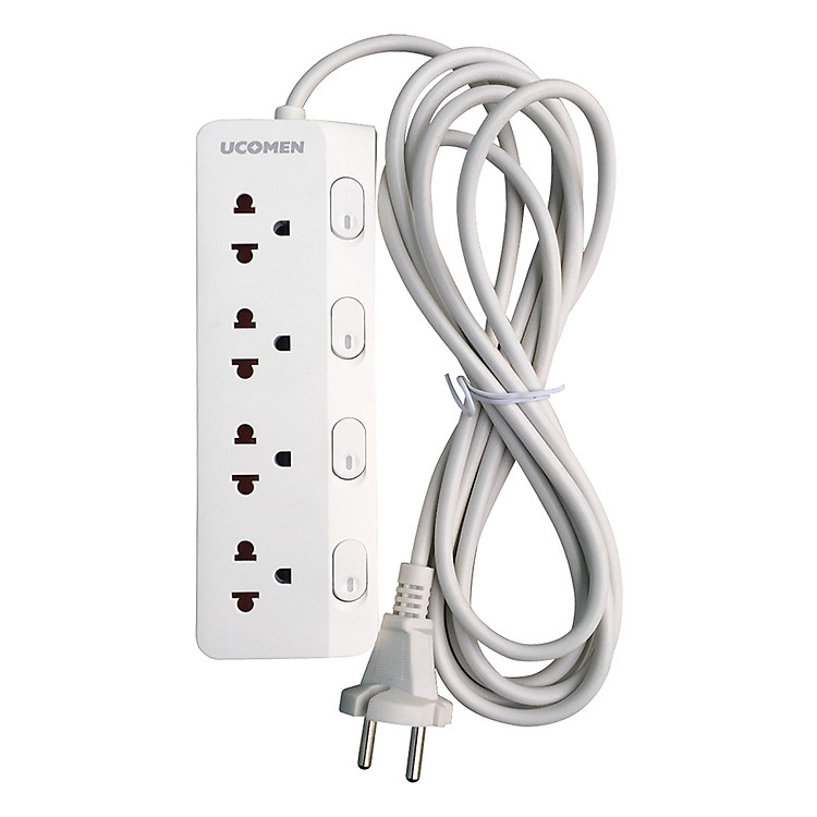 Ổ Điện An Toàn 04 Công Tắc Độc Lập Ucomen PMS-VN1-04K4S - Trắng (3m)