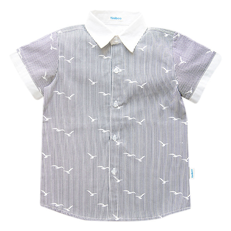 Áo Sơ Mi Bé Trai In Hoạ Tiết Tiniboo - Trắng Xám