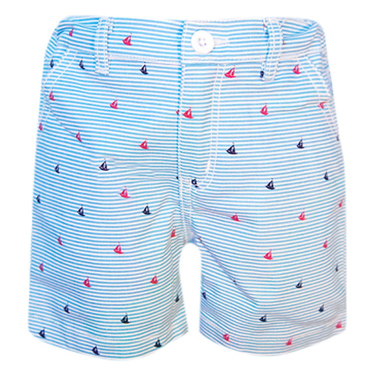 Quần Short Kẻ Sọc In Hoạ Tiết Bé Trai Tiniboo - Xanh Dương
