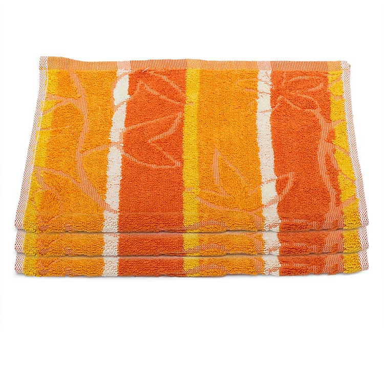 Bộ 3 Khăn Sọc Chạm Cành Lá 28x50 HQ17 Quảng Phú - Cam