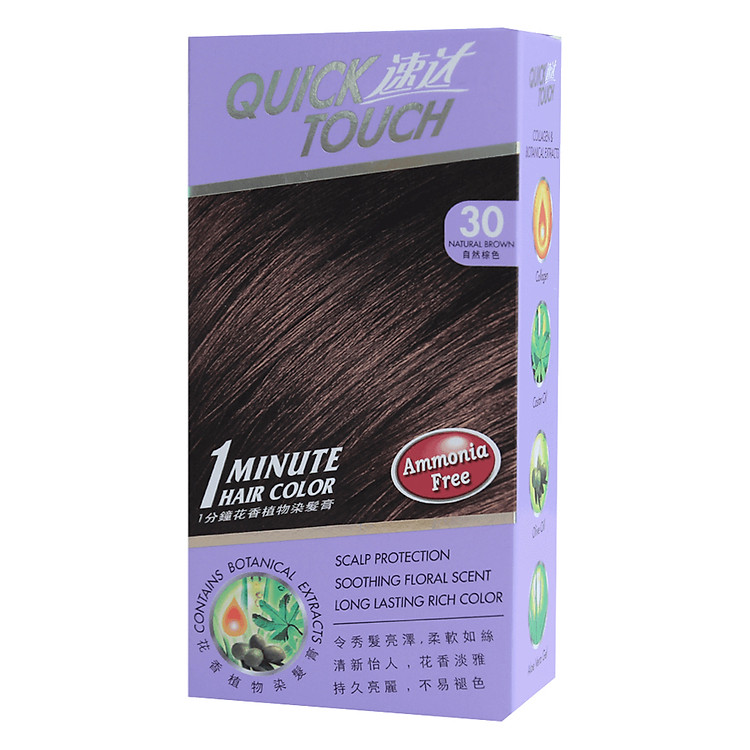Thuốc Nhuộm Phủ Bạc Thảo Dược Quick Touch #30 Natural Brown - QUICKTOUCH-30