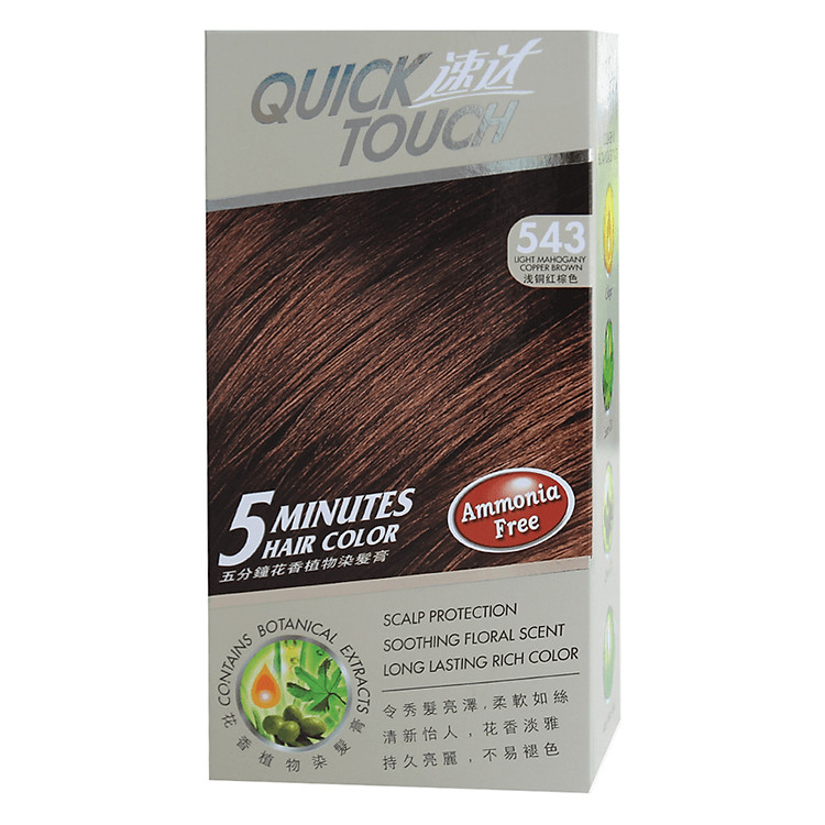 Thuốc Nhuộm Phủ Bạc Thảo Dược Quick Touch #543 Light Mahogany Copper Brown - QUICKTOUCH-543