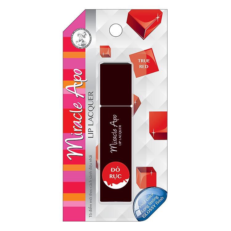 Son Kem Bóng Miracle Apo Lip Lacquer (3ml) - True Red Đỏ Rực