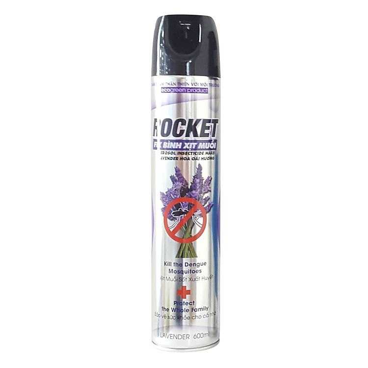 Bình Xịt Muỗi Rocket Hoa Oải Hương (600ml) – Xám