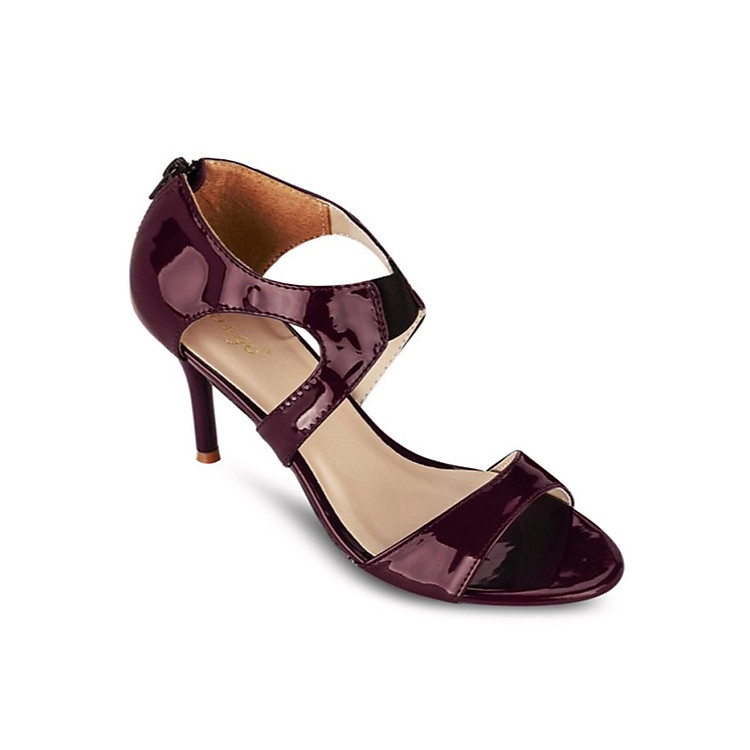 Giày Sandals Cao Gót 7cm Quai Ngang Up & Go S07-455-RED- Đỏ Đô