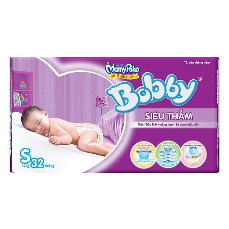Tã Dán Bobby Fresh Siêu Thấm S32 (32 Miếng)