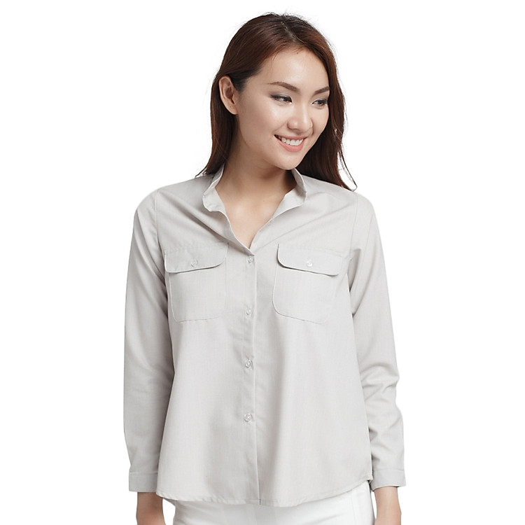 Áo Sơ Mi Phom Rộng Hai Túi Labelle S37 - Kem