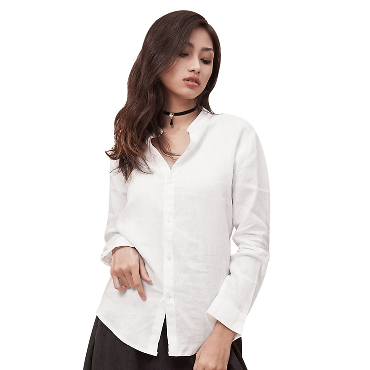 Áo Sơ Mi Cổ Trụ Labelle S39 - Trắng