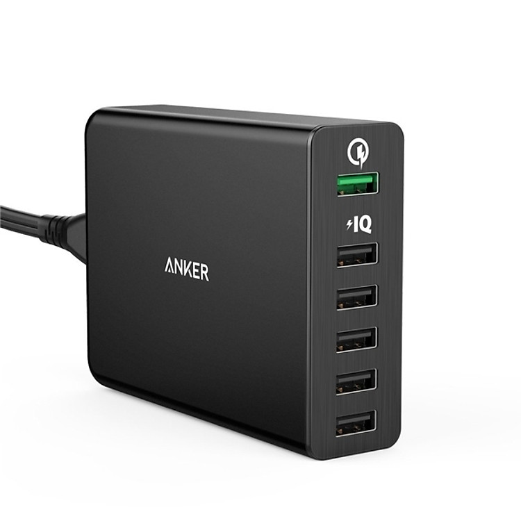 Adapter Sạc 6 Cổng Anker PowerPort+ 60W Hỗ Trợ Sạc Nhanh QC 2.0 - A2062 - Hàng Chính Hãng