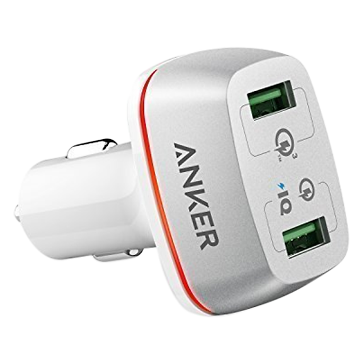 Adapter Sạc Xe Hơi 2 Cổng Anker PowerDrive+ 42W Hỗ Trợ Sạc Nhanh QC 3.0 - A2224(021/H21) (Trắng) - Hàng Chính Hãng
