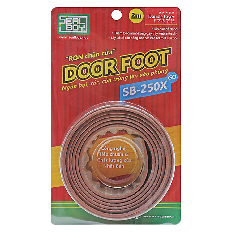 Miếng Dán Chân Cửa Đa Năng Loại Dày Sealboy Door - Foot SB250X2 GO Màu Nâu - 2.0M